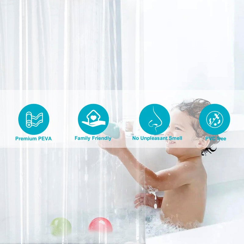 EurCross 96 inch Extra Wide Clear Shower Curtain Liner,Waterproof Heavy Duty PEVA Transparent Shower Liner 96x72 inch with 5 Magnets and 16 Plastic Hooks - Image 4